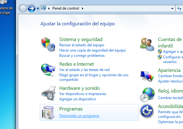 Windows 7 Desinstalar Programas Panel de Control