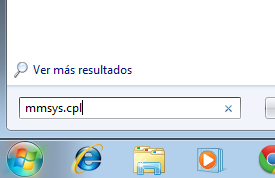 Windows 7 Inicio mmsys.cpl